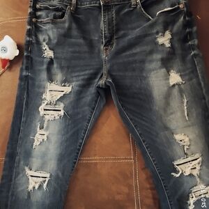 Womens Distressed Jeans - Blue